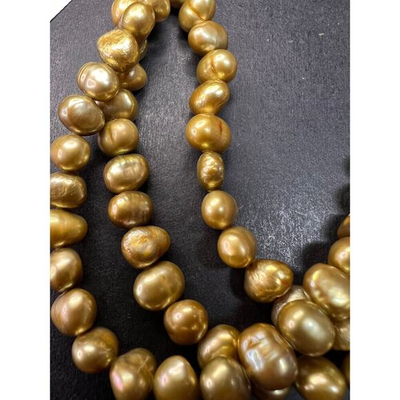 NEW golden green freshwater pearl and sterling silver necklace - Picture 9 of 14